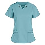uniformes de enfermera cherokee bogota  Señoras De Manga Corta con Cuello En V Ropa Protectora De Color SóLido, Ropa De Enfermería, Blusas De Uniforme De Trabajo, Camisetas(A,M)