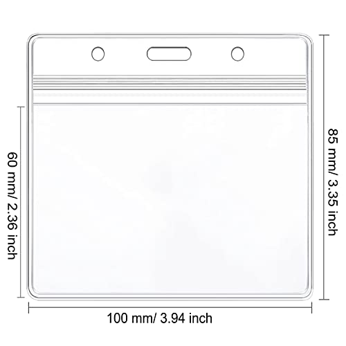 Porta-crachá transparente, 100 peças, horizontal, porta-cartões de identificação à prova d'água, po