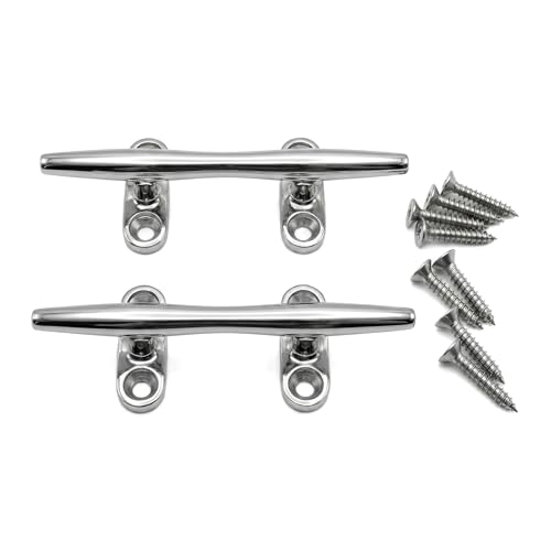 MIZUGIWA Boat Cleats 316 Stainless Steel,4 inch Cleat Open Base with Fasteners for Boat...