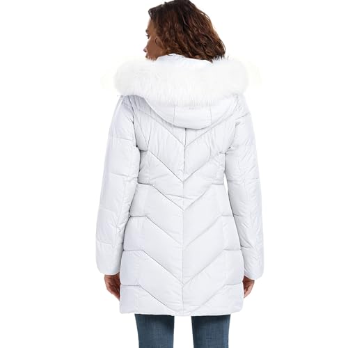 Image of HOTIAN Women's Winter Puffer Down Coat Long Thickened Padded Parka Warm Jacket with Faux Fur Detachable Hooded