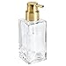 mDesign Modern Square Glass Refillable Foaming Hand Soap Dispenser Pump Bottle for Bathroom Vanities or Kitchen Sink, Countertops - Clear/Soft Brass