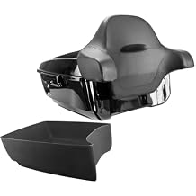 13.7" Vivid Black King Tour Trunk W/Backrest Fit For Harley Touring CVO Road King Road Glide Street Glide 2014-2026 Black KING Tour Trunk