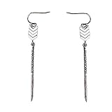Arrow Long Drop Earrings Retro Boho Dangles Hoops Women Chandelier Linear Tribal Unique Tassel Earring Fashion Jewelry Black Plated