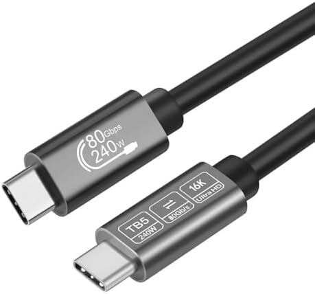 Thunderbolt 5 Cable 80Gbps 1M , Compatible with Thunderbolt 4/3 USB C |