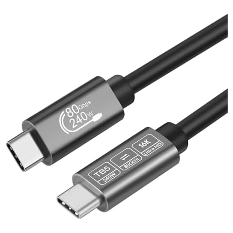 [80Gbps Data Sync] Compatible with Thunderbolt 5 Cable Support 240W Charging and 16K/ 8K Display for Thunderbolt 4/ USB 4 Monitor, Docking Stations and More, 6FT Cover