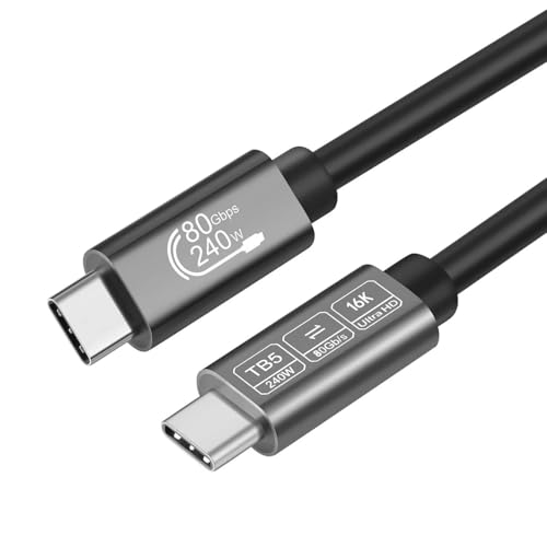 ConnBull Thunderbolt 5 Kabel 1m, 240W Ladekabel 80Gbps Datenkabel, 16K/ 8K Display USB C zu USB C für Laptops, Monitor usw