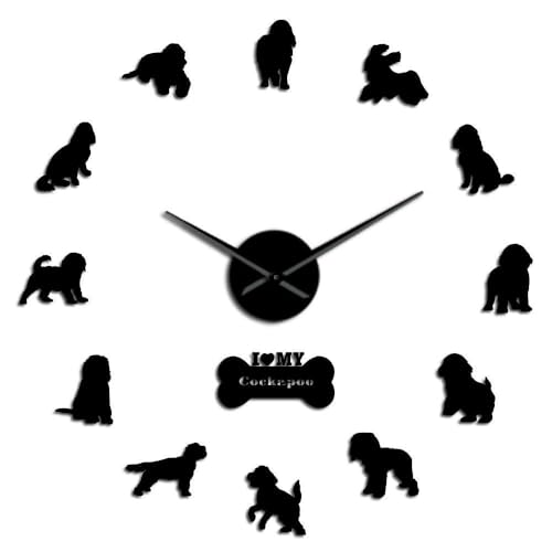Horloge 3D Cocker Spaniel dorée idée cadeau idéale pour amateurs de chiens