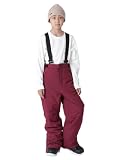 PONTAPES(ポンタペス) スノボウェア キッズ パンツ 単品 6サイズ 100-150 サイズ調節可能 PJP-130 【サスペンダー付き】レッド 140サイズ スノーウェア スノーボードウェア スキーウェア スノーパンツ 子供用 防寒服