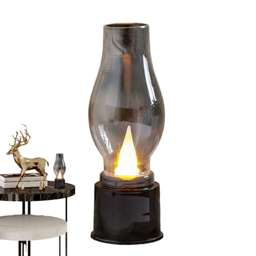 Lanterna da tavolo da campeggio – Lampada vintage 4,5x4,5x12 cm, luce a batteria in PP e PET, lanterna decorativa retrò senza fiamma | Lampada da esterno per interni creativa per tenda da campeggio, p