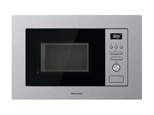 Hisense BIM320G41X Inbouwmagnetron, 1000 W, 20 l, hoogte 38,8 cm x breedte 59,5 cm, kleur roestvrij staal, 5 standen, 15 vooraf ingestelde programma's, Grill Combo, ontdooien op tijd of gewicht