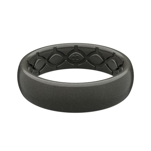 Groove Life ソリッドシンシリコンリング - 通気性のあるゴム製結婚指輪、生涯カバー可能、ユニークなデザイン、快適フィットリング, 5, シリコーン, 宝石なし