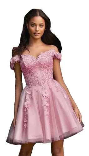 Off Shoulder Homecoming Dresses for Teens 3D Flowers Appliques Short Prom Dress Glitter Sequin Tulle Homecoming Dresses2