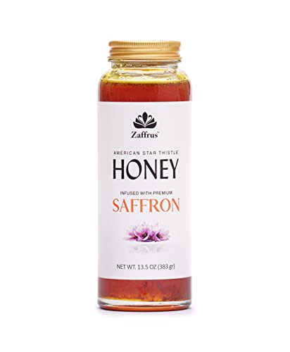 Zaffrus - Saffron Infused Honey - American Star Thistle Honey Infused With Premium Saffron / 13.5 Oz (383 Gr) #TOP4