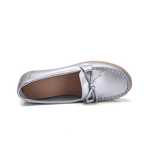 Image of Momuk Women's Penny Loafers Leather Driving Moccasins Slip On Boat Shoes Fashion Comfort Flats