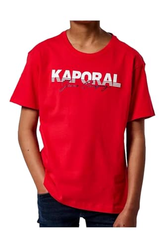Kaporal, Tee Shirt Manches Courtes, pour Garcon, 100% Coton, Coupe Regular, Col Rond, Couleur Red, Taille 16A