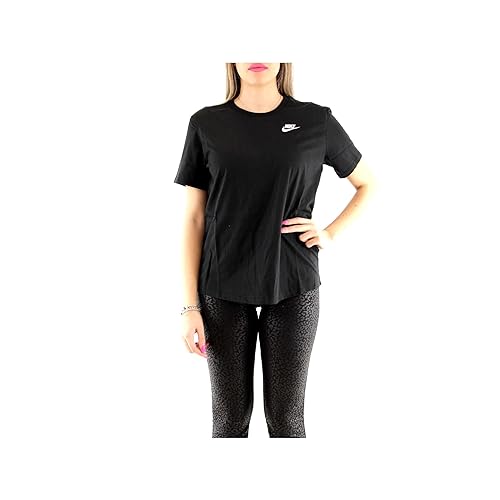 Nike W NSW tee Club T-Shirt, Black, Medium para Mujer