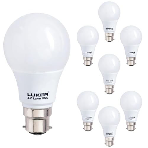 Image of LUKER JVLuker 9W LED Bulb B22 Base Energy Efficient 1 Star Light 120 Degree Wide Beam Coverage High CRI Surge Protection Lights for Home and Office, 1 Year Warranty (Pack of 8, Warm White)