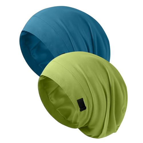 Image of ZHENSILK Silk Bonnet for Sleeping Women, Adjustable Silky Satin Lined Sleep Cap, Silk Hair Wrap Slouch Beanie Hat