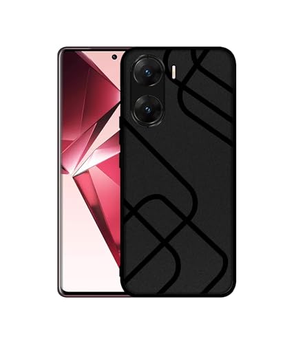Image of Zig-Zag Black Line Design Premium 2D Printed Metal Back Case Cover for Vivo V29E 5G