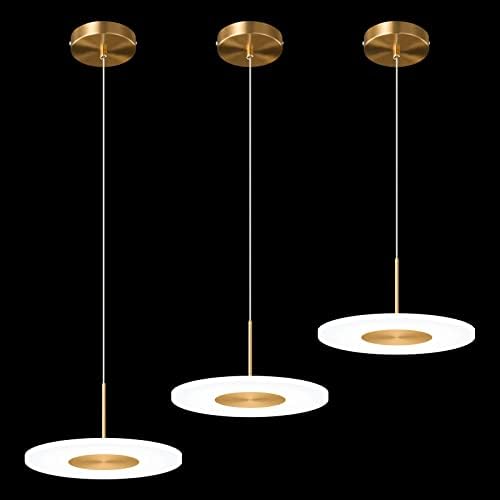 zhllmq Modern Pendant Light Kitchen Light Fixtures Ceiling LED 6000K Mini Gold Pendant Lights Pendant Lighting for Kitchen Island Bedroom Dining Room Hallway Entryway (3-Pack)