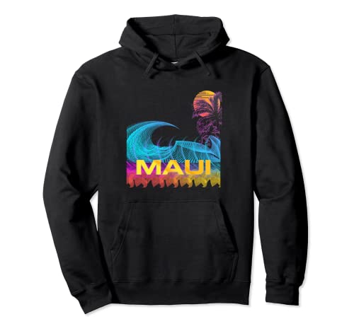 Maui - Retro Estilo 80s Vintage Vaporwave Surf Sudadera con Capucha