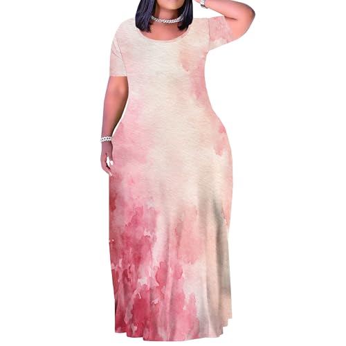 Image of Plus Size Maxi Dresses for Curvy Women T-Shirt Summer Sun Dresses Loose Fit