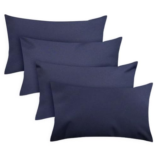 Covers & All Premium Square Throw Pillow Inserts with Covers Set of 4, 14 x 22 Inches Navy Blue, Decorative Cushions for Couch Sofa Home Decor Office Travel UV Resistant Waterproof Soft Cushions