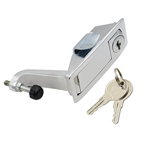 SecosAutoparts Metal Latch Lock Kit Tool Box Fit for Peterbilt 386 387 Models Replace# C233213 C23-3213 HLK2033 Plated Latch with Lock & Two Keys Metal Silver