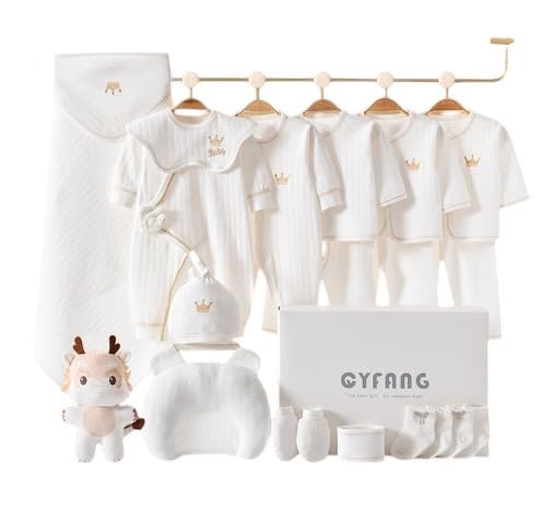 SuSuBeiBei 17-Pieces unisex 0-6 months newborn Baby Layette Essentials premium cotton clothing Giftset including pants, bodysuits and a toy