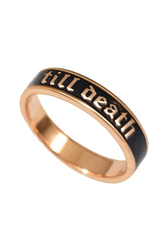 4mm 6mm Pair Set Black Enamel Band Ring with 'Till Death' Engraving, 925 Sterling Silver Valentine's Day Couple Gift, Enamel Ring For Men And women, Wedding And Anniversary Couple Gift2
