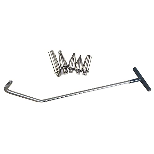 Image of Dent Removal Rod Kit(6 Pieces), Double Bend Interchangeable Tip Rod-1 /2 Diameter(12mm),Dent Repair Tool for Car Body Dents Hail Damage Removal