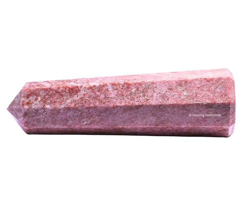 Image of Amazing Gemstone Thulite Crystal Towers - Natural Healing Crystal Point Obelisk for Reiki Healing and Crystal Grid (2 inch to 3 inch Inch)