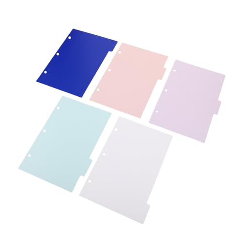 NUOBESTY 5個バインダー仕切り タブ付きプラスチックインデックスページ リングファイル用 類整理用活?索引? 書類整理とノート管理に