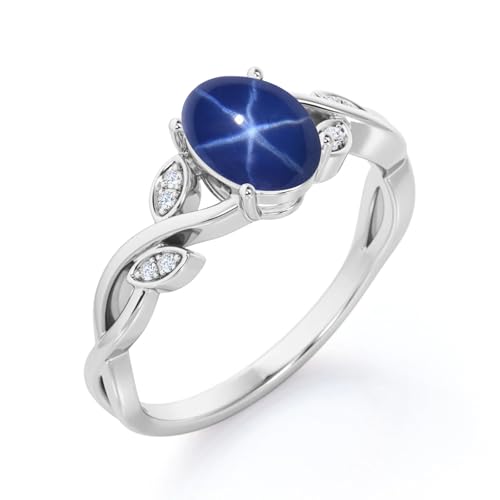 Linde Star Sapphire Engagement Rings for Women 1ct Oval Cut Blue Star Sapphire Ring S925 10K 14K 18K Gold Linde Star Sapphire Ring Anniversary Promise Ring4