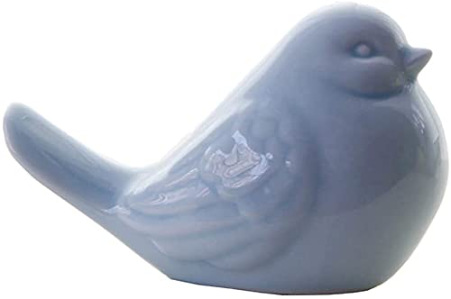 Joylern Figura de pájaro de porcelana azul, acabado envejecido moderno, decoración de mesa y accesorio de fotografía creativa