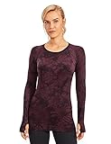 CRZ YOGA Women's Seamless Athletic Long Sleeves Sports Running Shirt Breathable Gym Workout Top Tie Dye Dark Red Medium