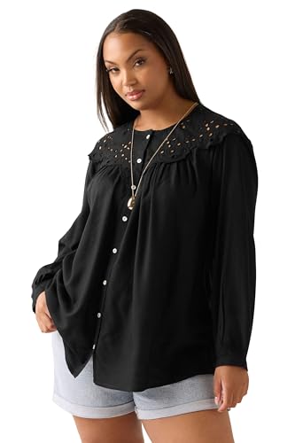 Image of Yours Curve Broderie Anglaise Blouse - Women's - Plus Size Curve Black