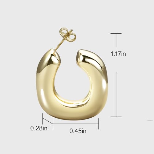 14K Gold Earrings for Women Thick Chunky and Lightweight Gold Hoop Earrings Trendy Gold Jewelry Star Jewelry2