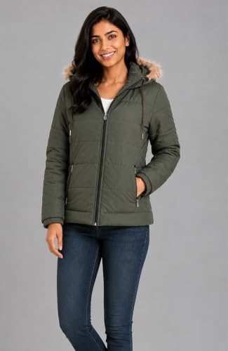 Image of SANE ORIGINALS Winter Jacket for Women with Detatchable Hoodie Cap || Lightweight Full Zipper Regular Fit Warm Jacket for Ladies