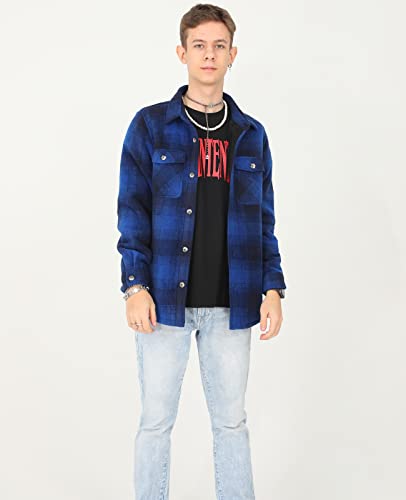 Image of ThCreasa Boys Sherpa Lined Plaid Button Shirt Jacket | Full Thermal Lining, Buffalo Plaid Shacket, Button Down, Family Matching Shirt, Dress Shirt Style, Cozy Winter Fall Outerwear
