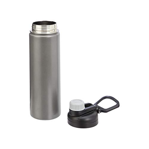Amazon Basics Stainless Steel Insulated Water Bottle With Spout Lid – 20-Ounce, Grey #TOP1