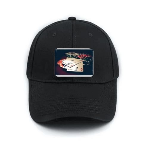 Casquette de baseball noire de poker ajustable idéale pour vos tournois et sorties décontractées