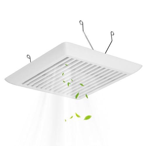 White Plastic Bathroom Vent Fan Cover (C350GN) with Springs Compatible with Broan-NuTone 695 & 696N Wall-Mount Exhaust Fan Grille 8.75 x 9.125 (1 pack)