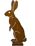 Elegant Garden Design Upright Papa Bunny, Steel Silhouette with Rusty Patina
