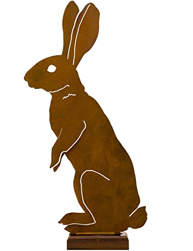 Elegant Garden Design Upright Papa Bunny, Steel Silhouette with Rusty Patina