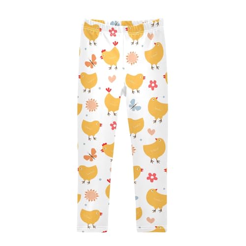 Little Chickens Girls Leggings,Workout Leggings for Girls Toddler Athletic Leggings Size for 3-10T