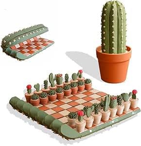 Jeu d'échecs cactus original doté d'un échiquier enroulable et créatif