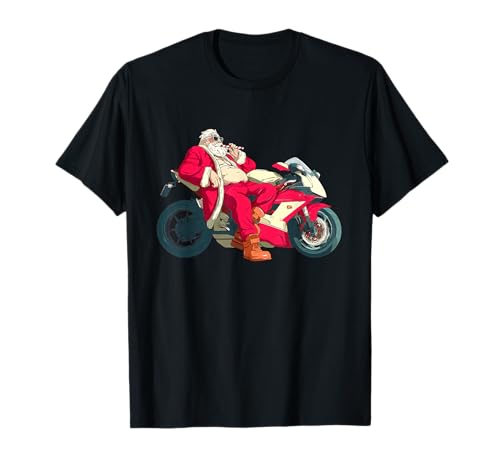 Freches Motorrad-Weihnachtsmann-Kostüm für Motorrad-Liebhaber...