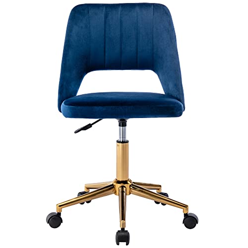 Cow Print Desk Chair, Swivel Vanity Desk Chair with Wheels, Upholstered Armless Home Office Chair for Bedroom, Makeup Desk, Living Room