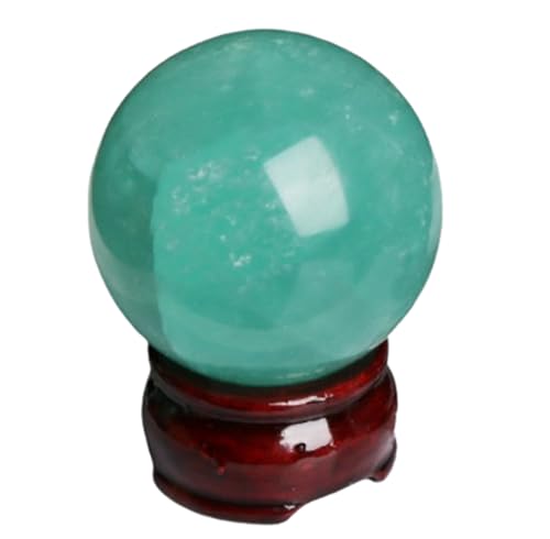 Sphère en fluorite verte d'exception avec stand de quartz